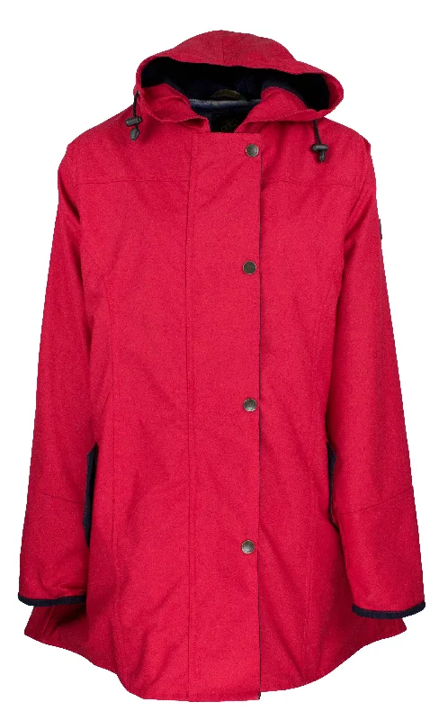 W236 - Women's Hooded Katrina Discovery - RED Hoodie with Belted Waist Structured Tailored W236 - Women's Hooded Katrina Discovery - RED Hoodie with Belted Waist Structured Tailored