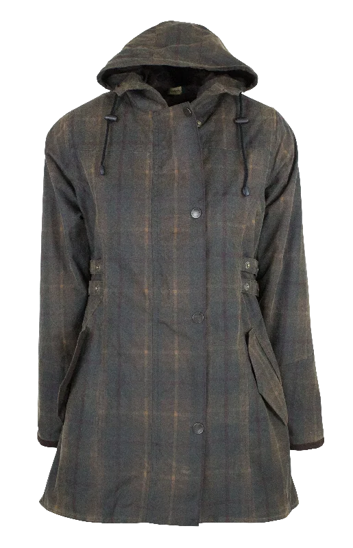 W315 - Women's Wax Tartan Hooded Katrina - HONEY Hoodie with Side Slits Relaxed Casual W315 - Women's Wax Tartan Hooded Katrina - HONEY Hoodie with Side Slits Relaxed Casual