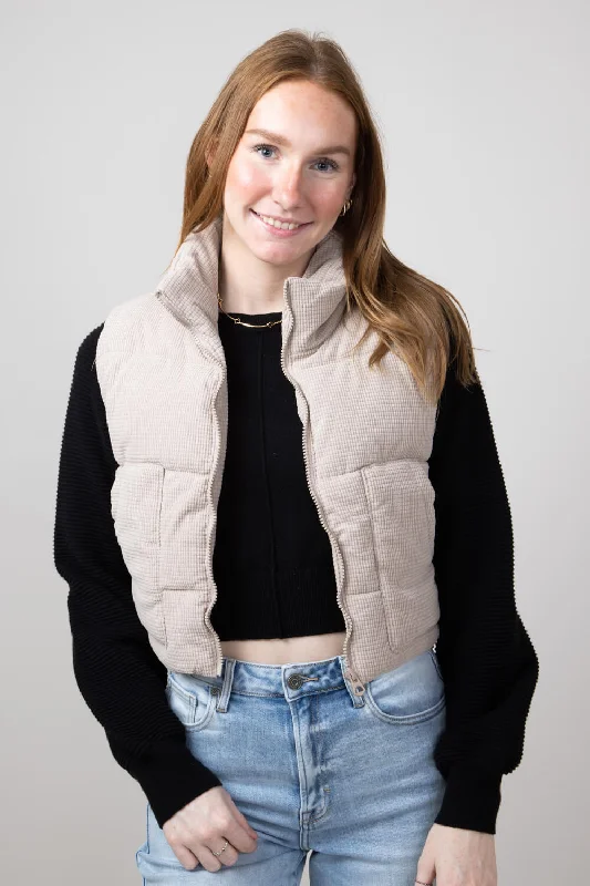 Waffle Corduroy Puffer Vest for Women in Atmosphere | 55252-ATMOSPHERE Soft Drape Vest Waffle Corduroy Puffer Vest for Women in Atmosphere | 55252-ATMOSPHERE Soft Drape Vest