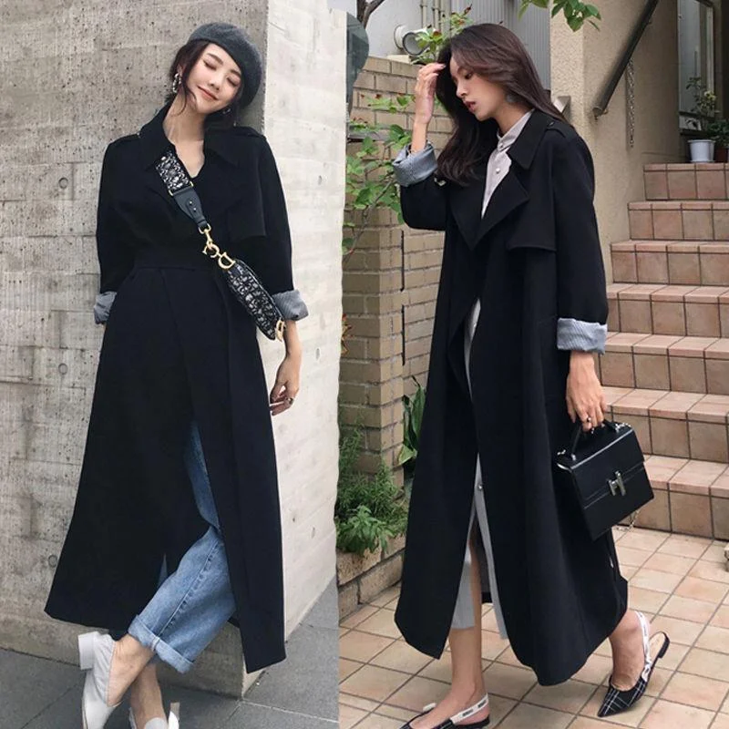 Wholesale Autumn Winter Luxury Popular Long Sleeve Black Windbreaker Long Trench Coat For Women Fashionable Tartan Trench Coat Wholesale Autumn Winter Luxury Popular Long Sleeve Black Windbreaker Long Trench Coat For Women Fashionable Tartan Trench Coat