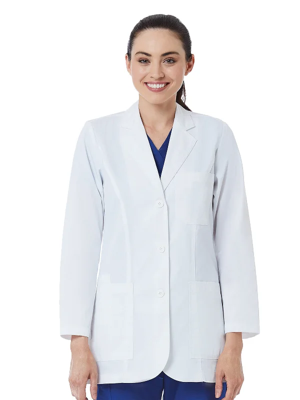 Women's Four-Pocket 30" Consultation Lab Coat Bomber Denim Leather
