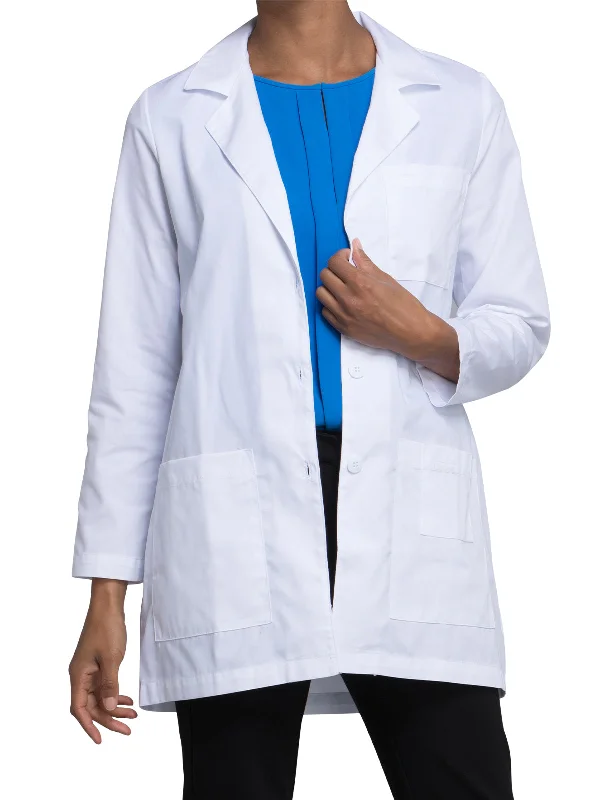 Women's Four-Pocket 32" Mid-Length Lab Coat Trapeze Tunic Caftan