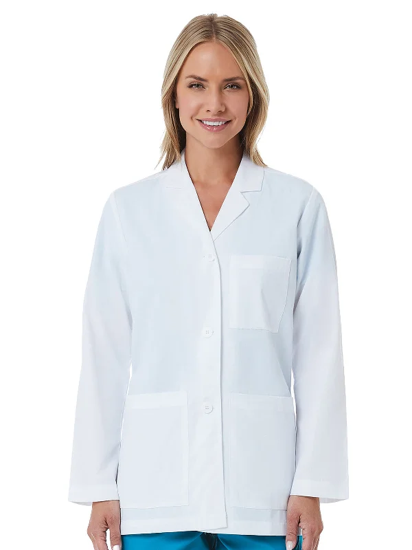 Women's Three-Pocket 28.5" Consultation Lab Coat Suede Faux Fur Shearling
