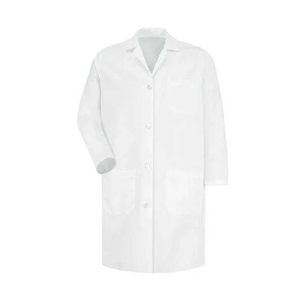 Women's Three-Pocket 38.25" Full-Length Lab Coat Sequined Lace Ribbed