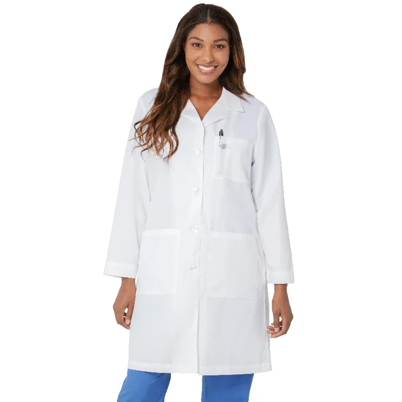 Women's Three-Pocket 38" Full-Length Lab Coat Striped Polka Dot Solid