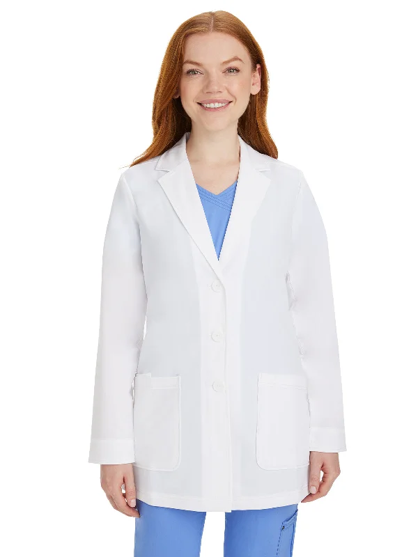 Women's Two-Pocket 31" Consultation Notched Collar Lab Coat Cotton Linen Terry
