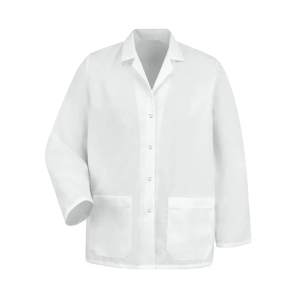 Women's Two-Pocket Gripper-Front 28" Lapel Counter Coat Embroidered Appliqued Beaded Women's Two-Pocket Gripper-Front 28" Lapel Counter Coat Embroidered Appliqued Beaded