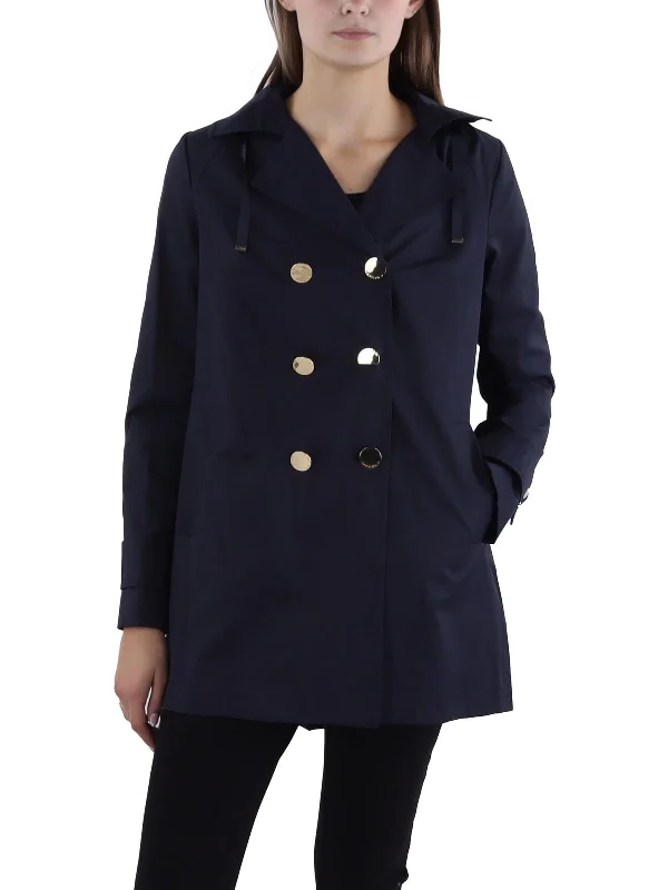 Womens Cotton Blend Double Brested Trench Coat Cozy Winter Wool Trench