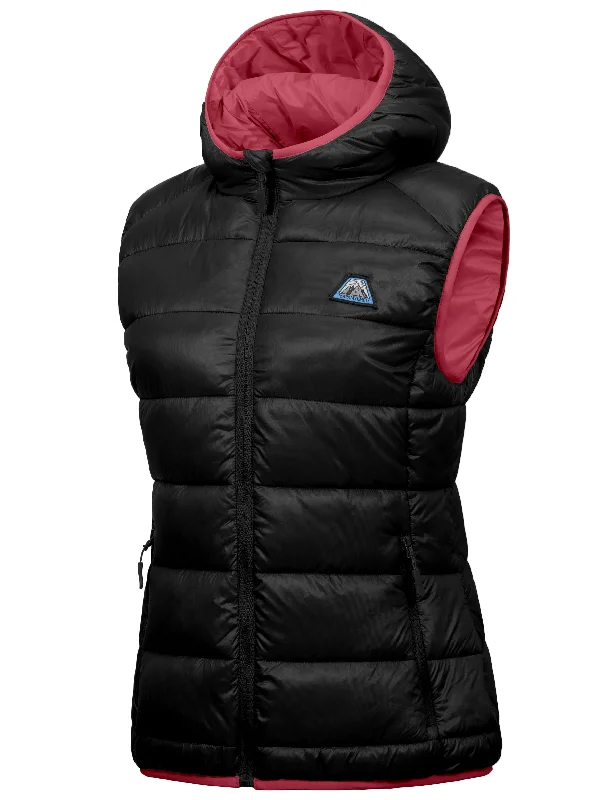 Women's Water-Resistant Hiking Puffer Vest with Hood Elegant Slim Fit Vest
