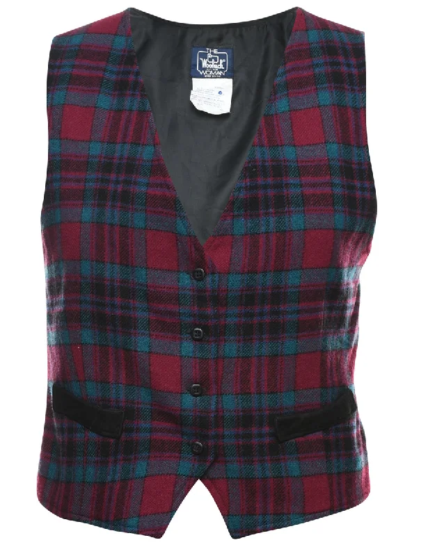 Woolrich Checked Waistcoat - L Classic Fitted Waistcoat Jacket