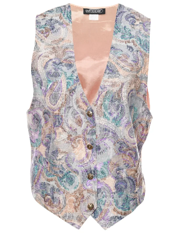 Wrapper Paisley Pattern Waistcoat - S Trendy Quilted Waistcoat Vest