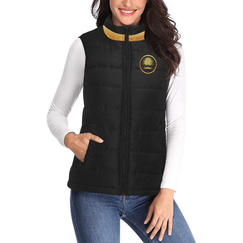 Yahuah-Tree of Life 03-01 Ladies Designer Puffer Vest Belted Draped Vest