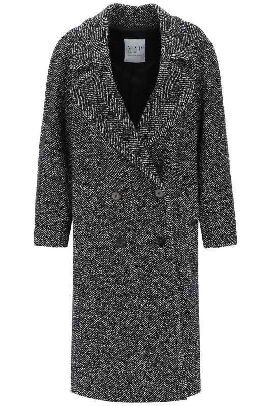 Oversized Herringbone Coat  - Nero Coat Overcoat Trench Coat