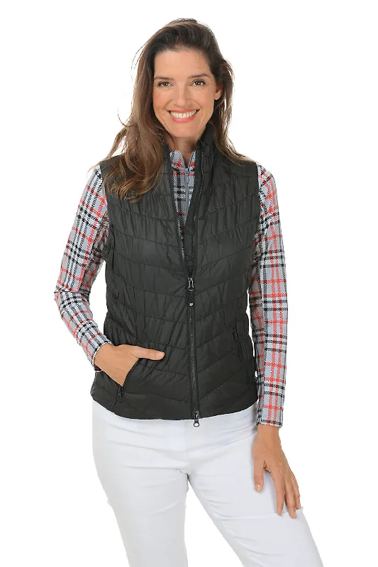 Zip-Front Puffer Vest Soft Cashmere Vest