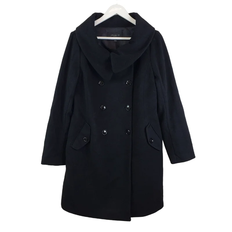 Ann Taylor Wool Blend Peacoat Size Small *Missing Belt* Hooded Caped Scarf