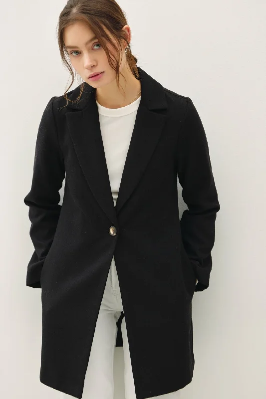 Single Button Long Sleeve Coat with Pockets Suede Jacket Faux Fur Jacket Puffer Jacket