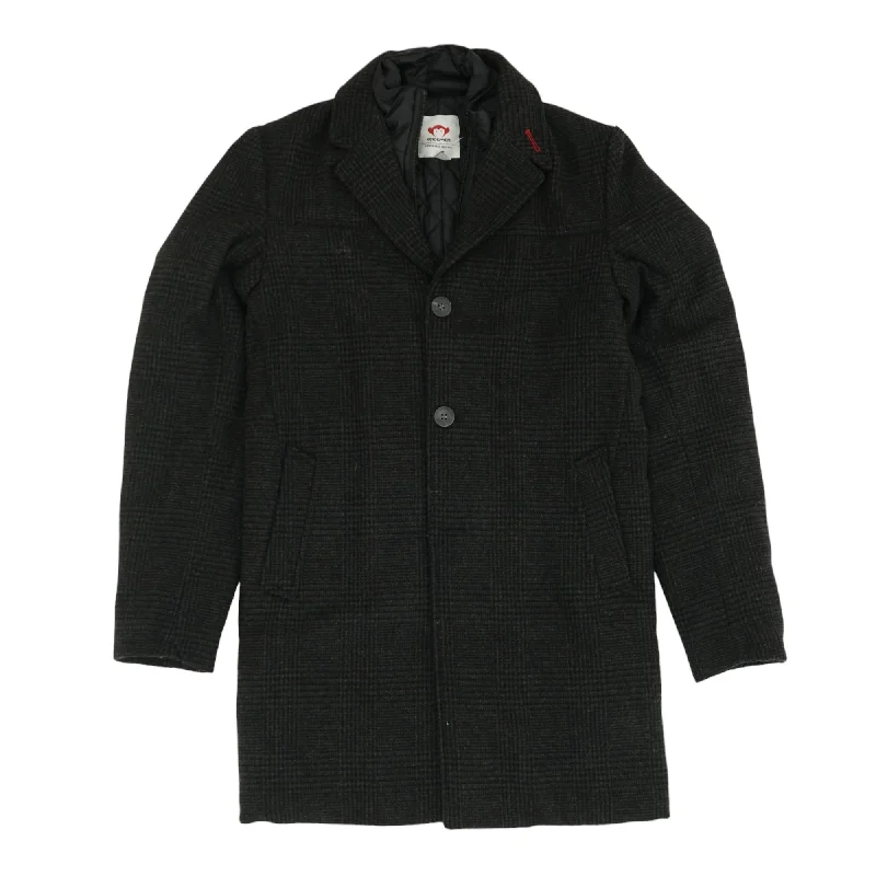 Black Plaid Topcoat Coat Parka Down Jacket Wool Coat