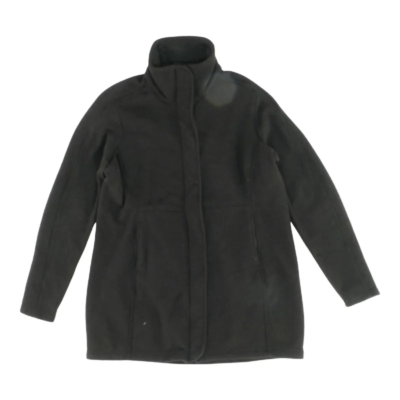 Black Solid Topcoat Coat Raincoat Turtleneck Coat Wrap Coat