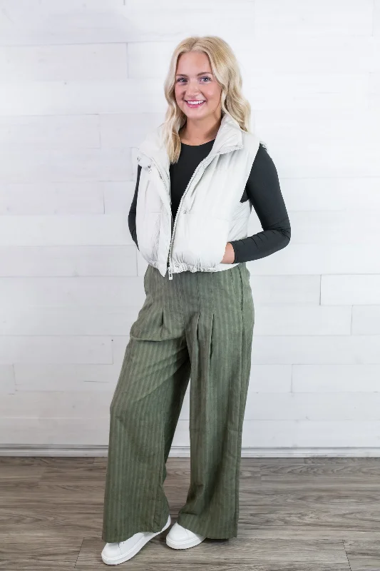 blu pepper Collared Zip Up Puffer Vest-Cream Classic Plaid Vest