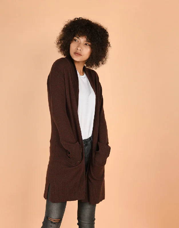 Sash Wrap Coatigan with Pockets in Fruitcake Down Puffer Quilted