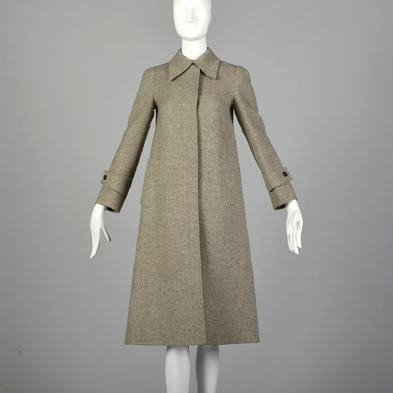 Bonwit Teller Gray and Ivory Herringbone Coat Jersey Tulle Batik