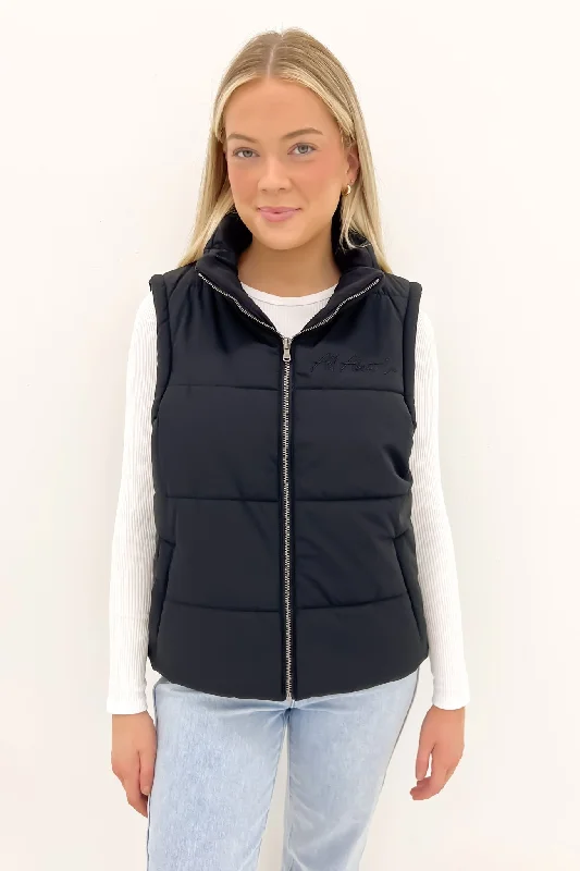 Classic Puffer Vest Black Fashion-Forward Vest Coat