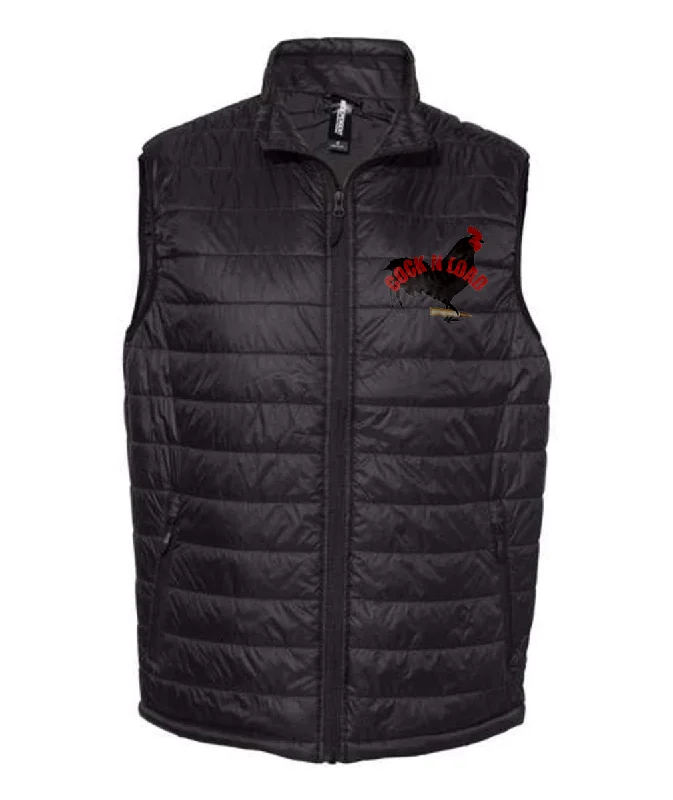 Cock n load 2 Embroidered Independent Trading Co. - Puffer Vest or Similar Hooded Long Vest