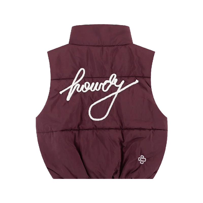 Collegiate Outfitters Maroon Winter Cropped Puffer Vest Vintage-Inspired Vest