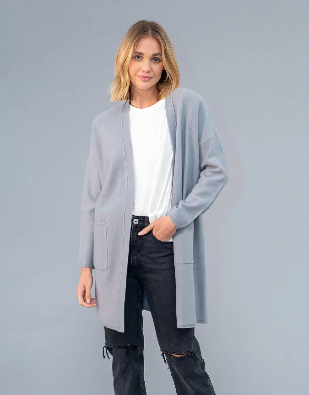 Boiled Wool Coat with Pockets in Silver Vest Waistcoat Gilet