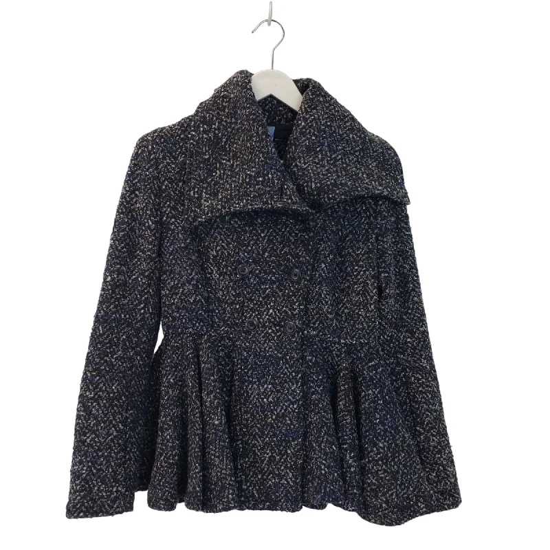 Free People Tweed Patricia Peplum Peacoat Size 4 Elasticated Drawstring Belted