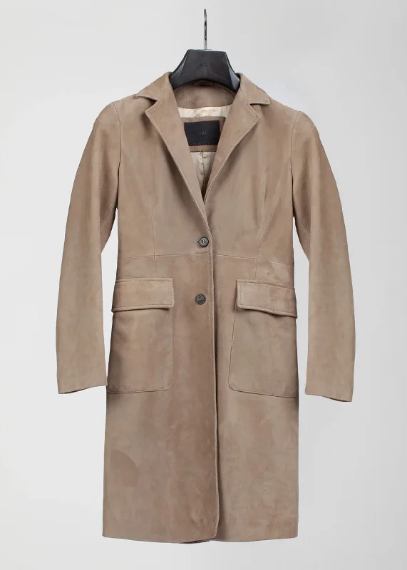 KARMIN SUEDE TOPCOAT Hooded Jacket Zipper Jacket Button Jacket