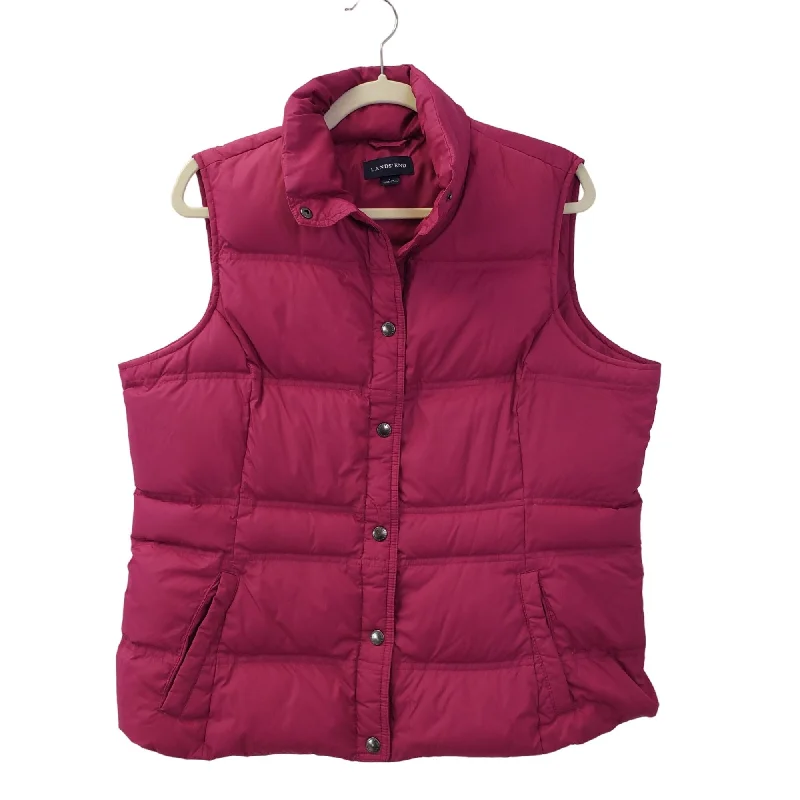 Lands' End Snap Closure Down Filled Puffer Vest Size Large High-Collar Puffer Vest