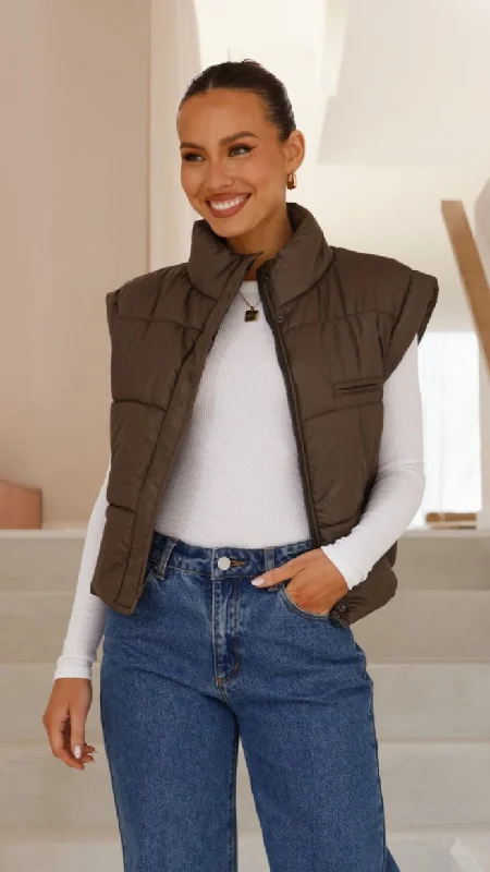 Maeve Cropped Puffer Vest - Slate Classic Outdoor Vest