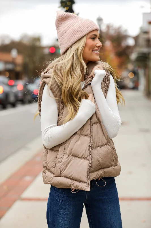 FINAL SALE - Mountainside Moments Hooded Puffer Vest Embellished Evening Vest