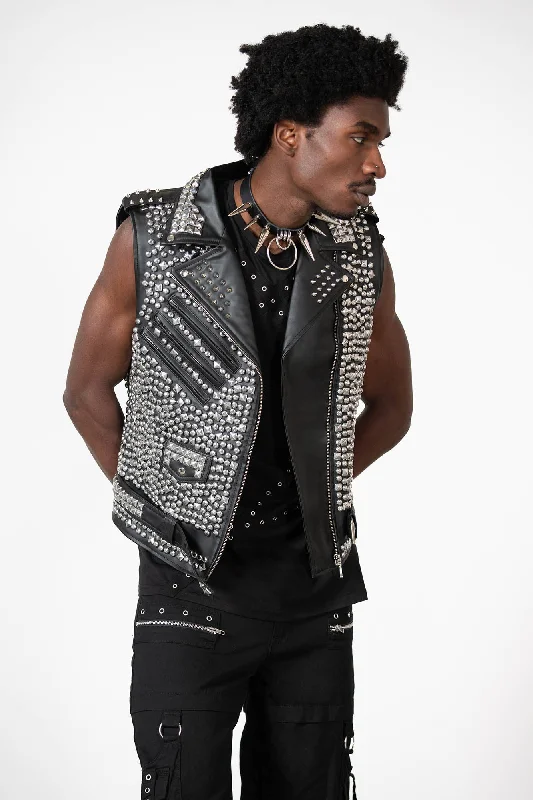 Overload II Leather Vest [FAUX LEATHER] Quilted Hooded Vest