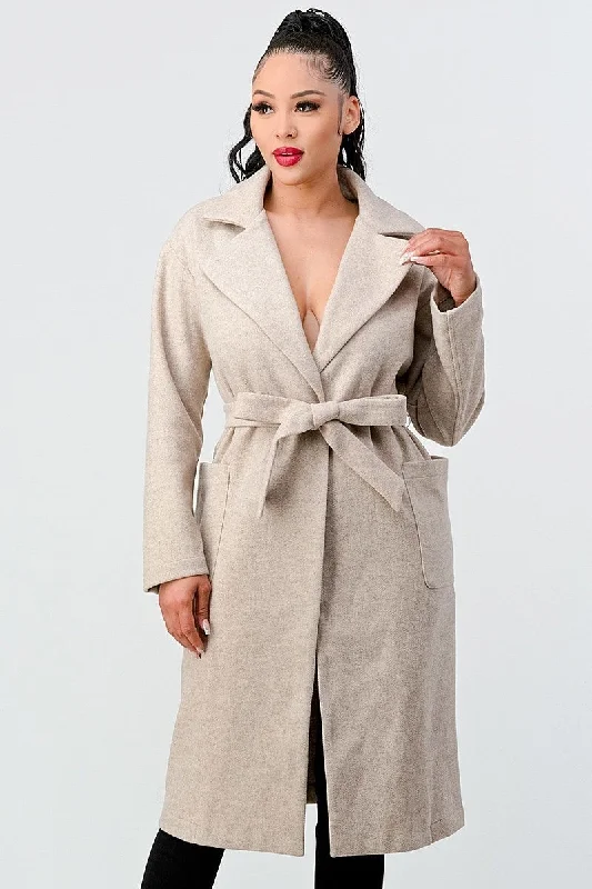 Luxe Wool Waist Tie Side Pockets Midi Length Coat Lapel Coat Peter Pan Collar Coat Cowl Neck Coat Luxe Wool Waist Tie Side Pockets Midi Length Coat Lapel Coat Peter Pan Collar Coat Cowl Neck Coat