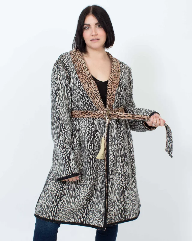 Reversible Peacoat with Waist Belt Vent Hem Cuff