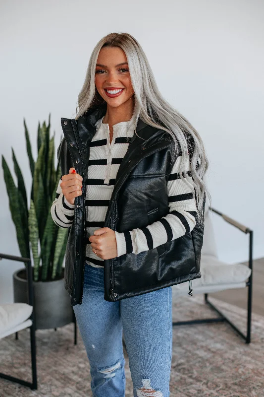 Shayne Puffer Vest - Black Cozy Sherpa Vest