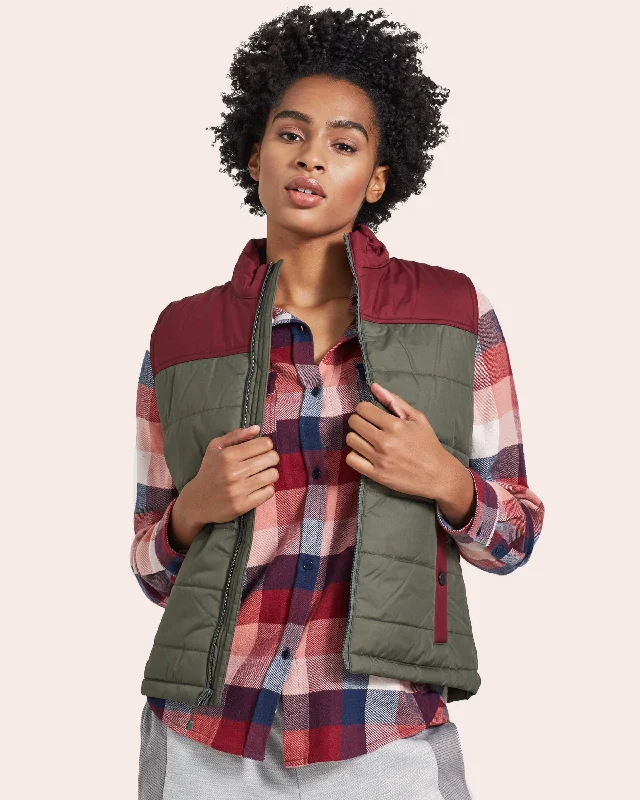 The Bison Puffer Vest Cropped Denim Vest