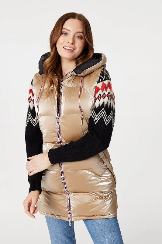 Zip Pocket Hooded Puffer Vest Edgy Moto Vest