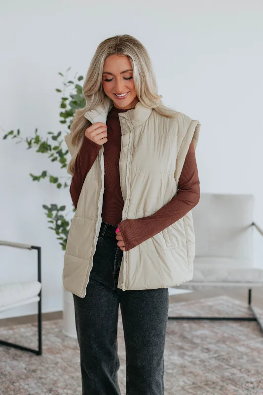 Williamson Puffer Vest - Natural Double-Breasted Vest