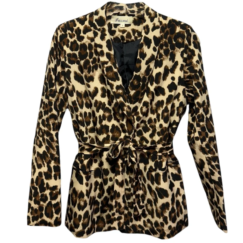 Belted Blazer By Inomi In Leopard Print, Size: S Women's Designer Suit