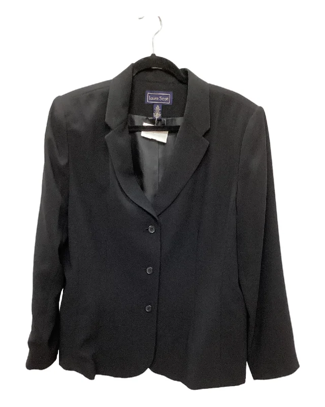 Blazer By Laura Scott In Black, Size: 1x Women's Solid Blazer