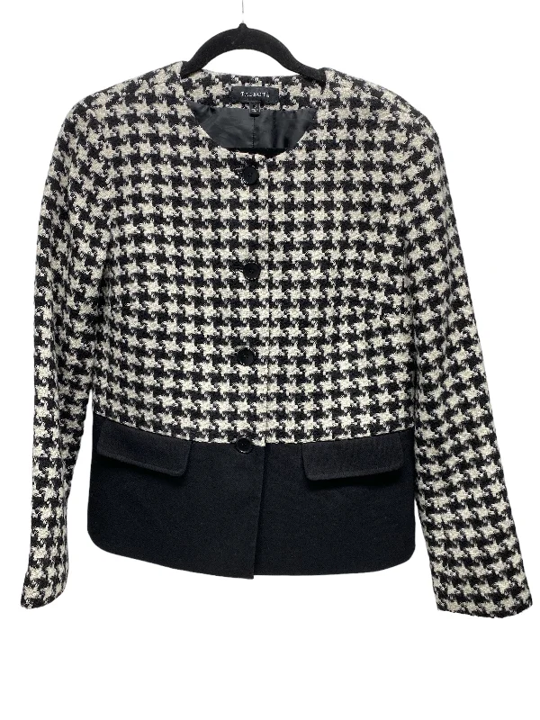 Blazer By Talbots In Black & White, Size: 10 Cotton Blend Blazer
