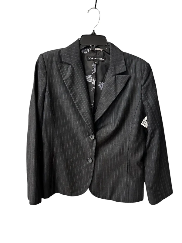 Blazer By Via Spiga In Striped Pattern, Size: 12 Women's Long Blazer