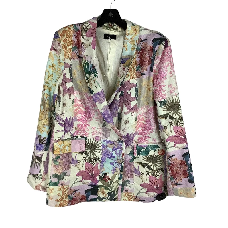 Blazer By Vici In Floral Print, Size: L Linen Women's Suit