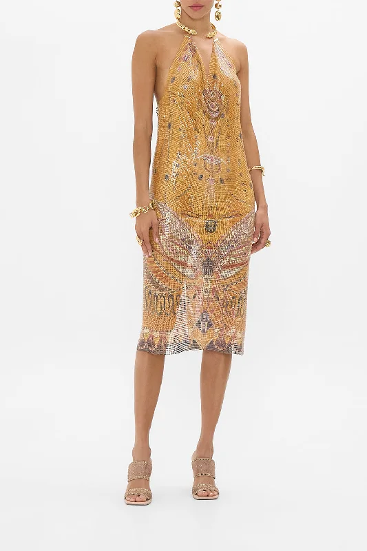 GILDED MESH LONG DRESS WITH NECKPIECE VALLEY OF THE KINGS Tunics Yoga stretchy