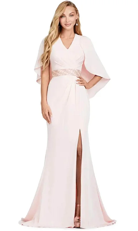 Ashley Lauren 11416 - Cape V Neck Gown Tunics Party sparkling