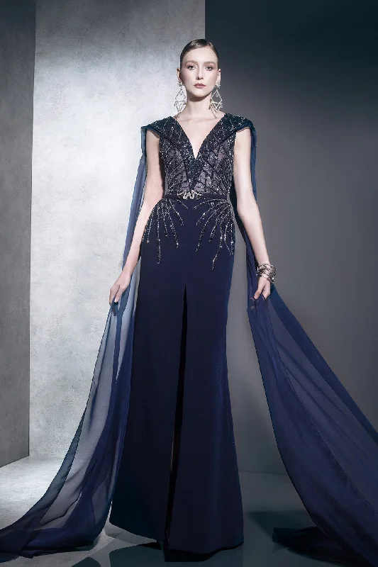 Beaded dress with slit and cape Tunics Business professional