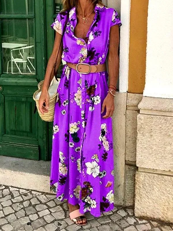 Bohemian Retro Ethnic Wind Holiday Wind V Neck Loose Waist Long Dress Tunics Review highly